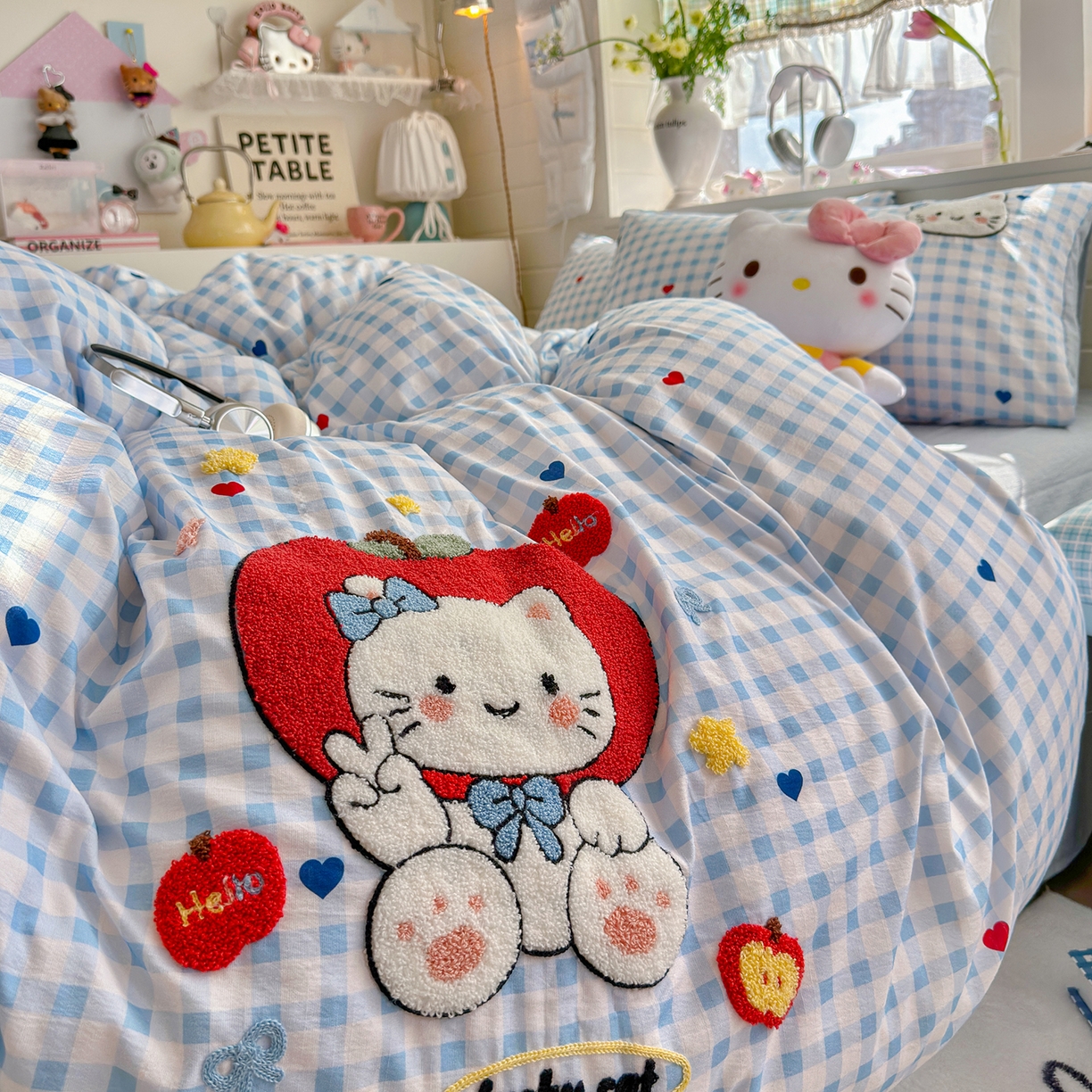 91家纺网 家纺一手货源 找家纺 王朝国际 2026爆款棉纱毛巾绣四件套 爱心喵