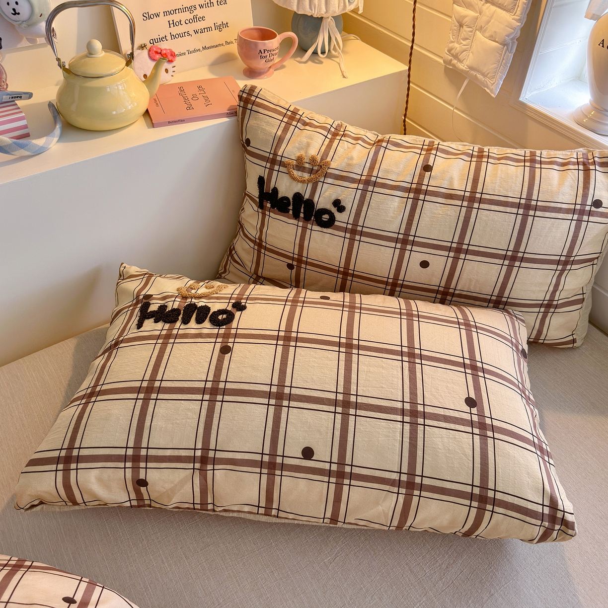 91家纺网 家纺一手货源 找家纺 王朝国际 2026爆款棉纱毛巾绣四件套 粉兔叽