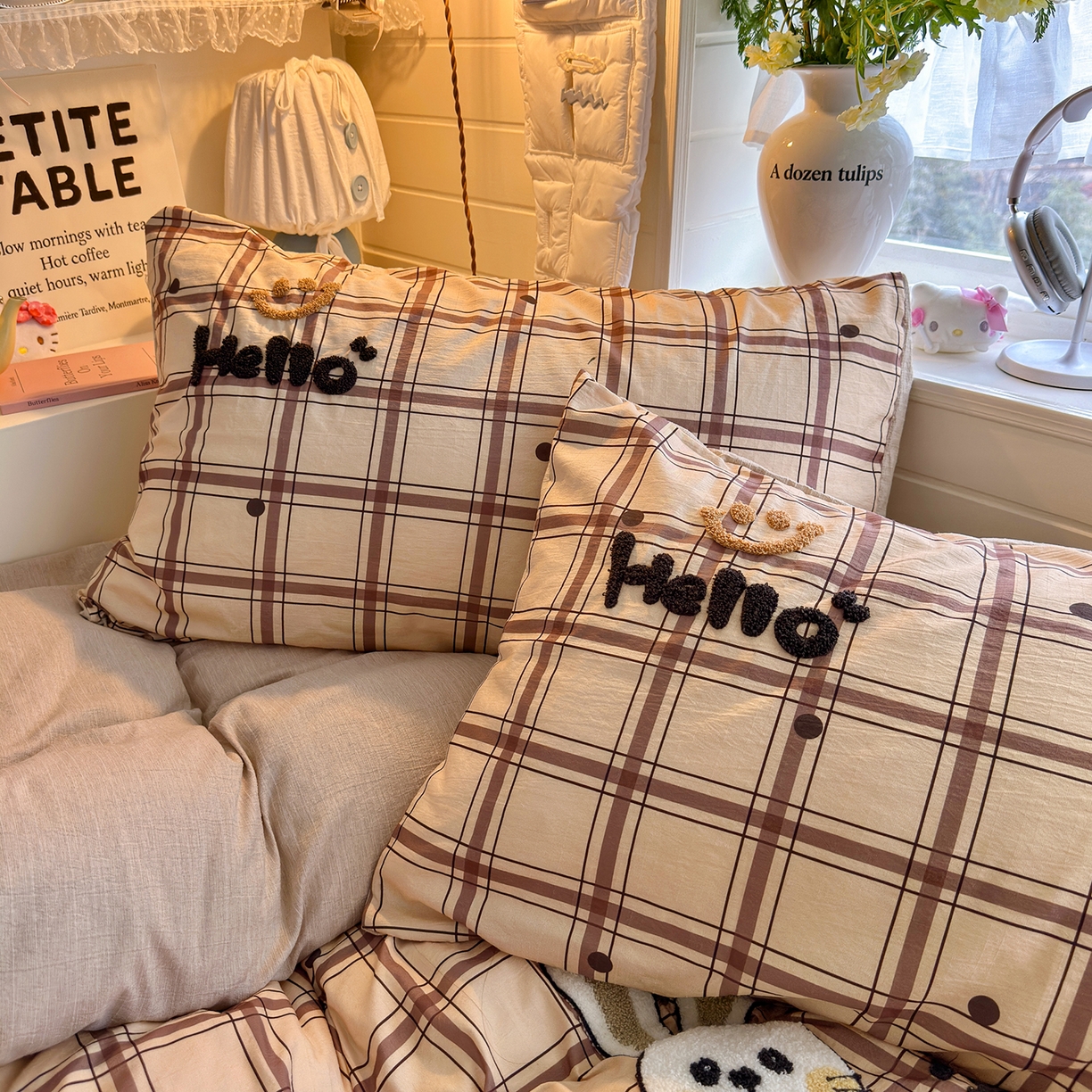 91家纺网 家纺一手货源 找家纺 王朝国际 2026爆款棉纱毛巾绣四件套 粉兔叽