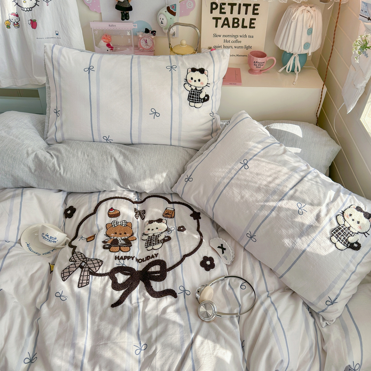 91家纺网 家纺一手货源 找家纺 王朝国际 2026爆款棉纱毛巾绣四件套 蝴蝶猫