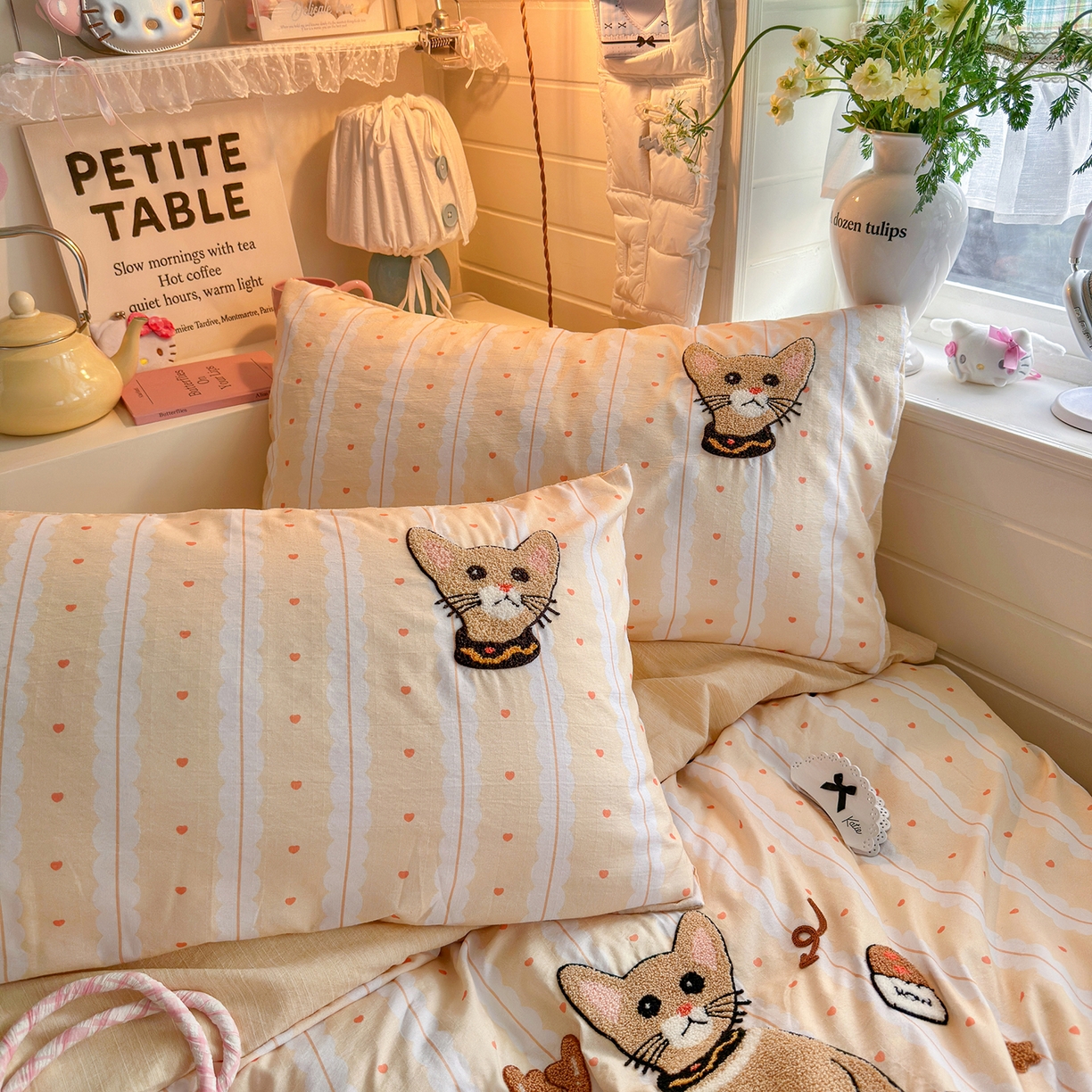 91家纺网 家纺一手货源 找家纺 王朝国际 2026爆款棉纱毛巾绣四件套 猫猫豹豹