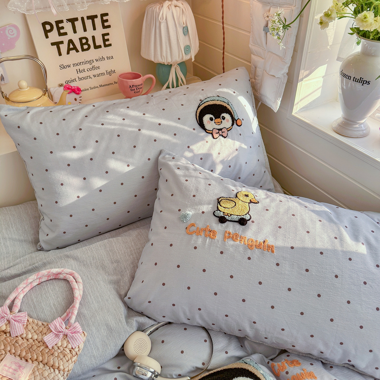 91家纺网 家纺一手货源 找家纺 王朝国际 2026爆款棉纱毛巾绣四件套 企鹅鸭