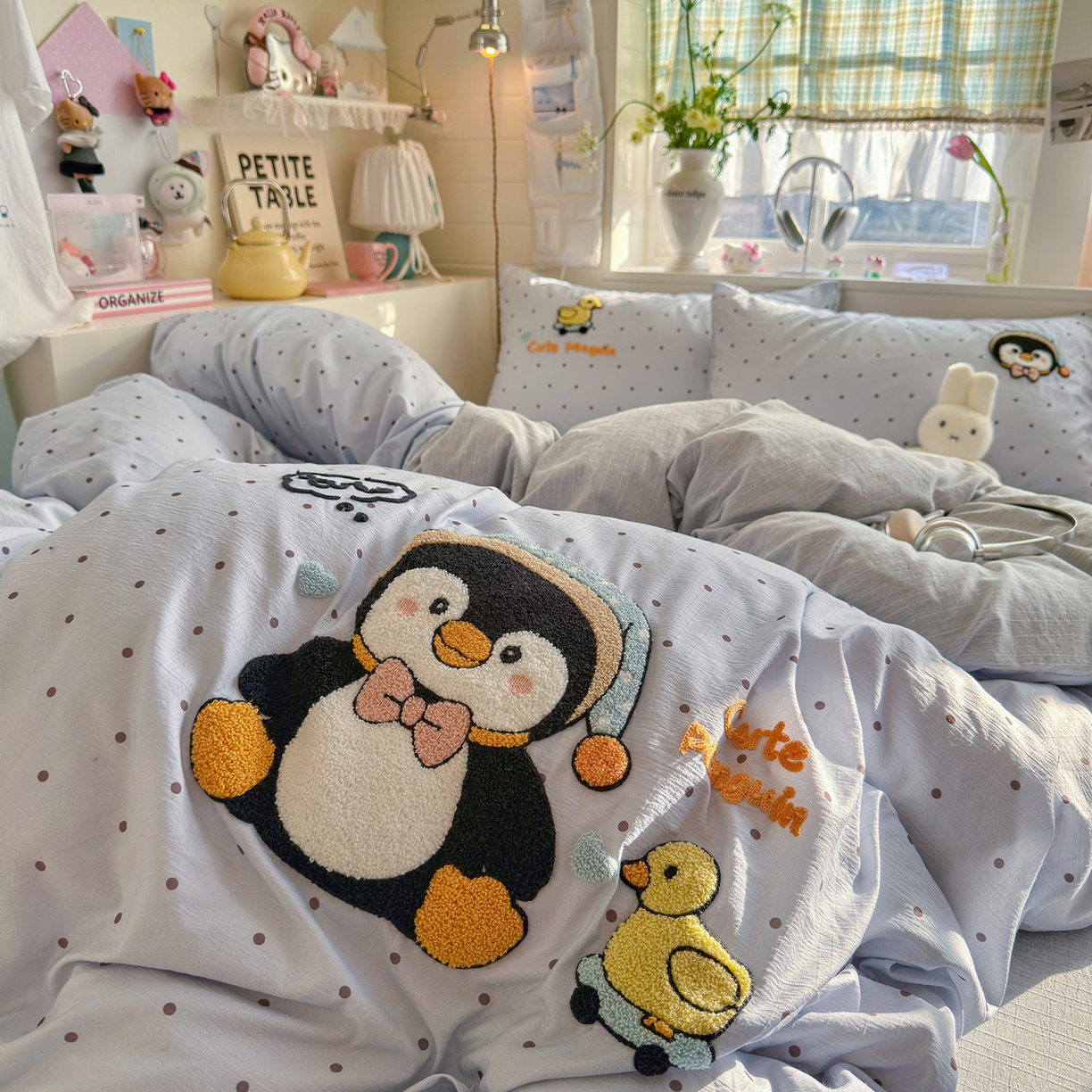 91家纺网 家纺一手货源 找家纺 王朝国际 2026爆款棉纱毛巾绣四件套 企鹅鸭