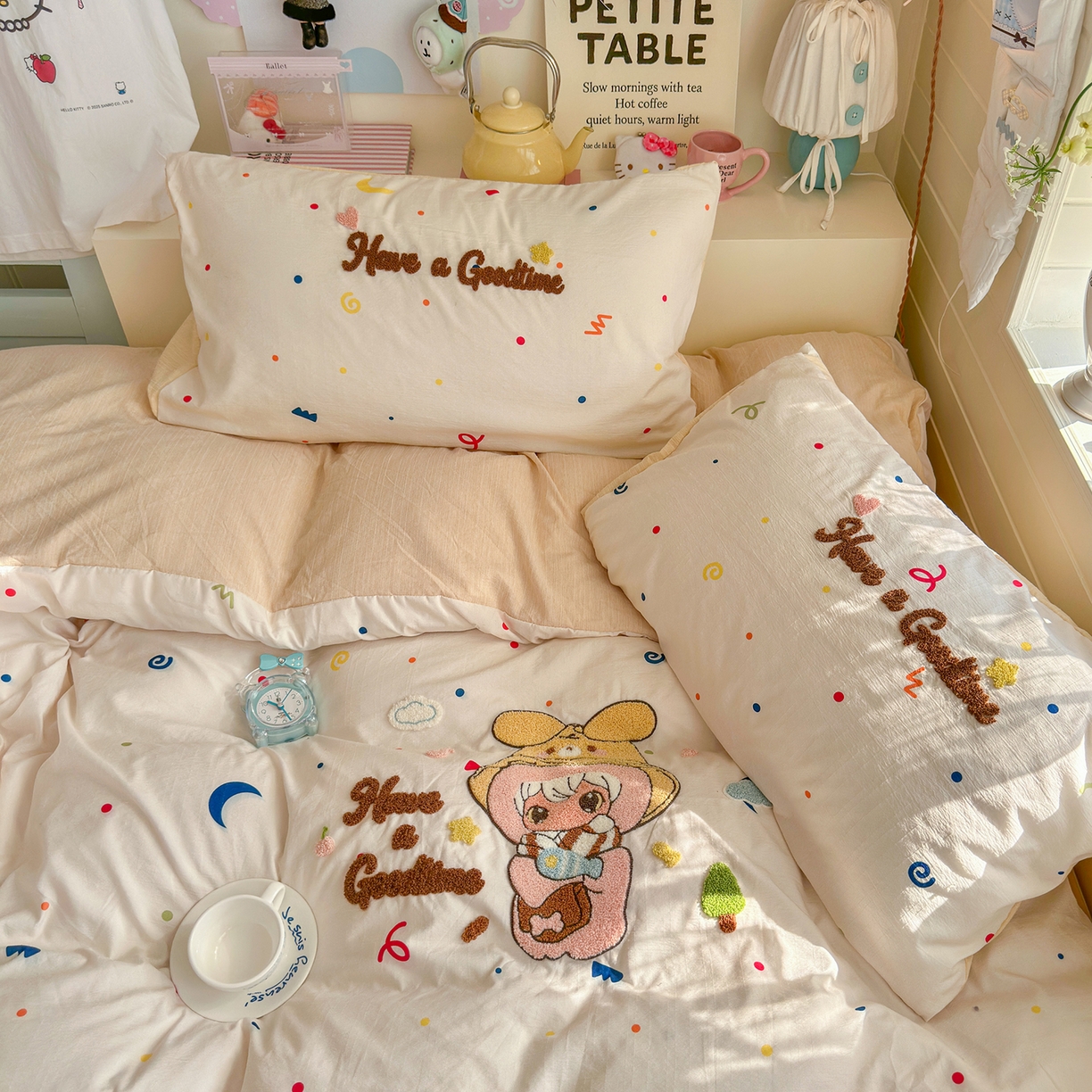 91家纺网 家纺一手货源 找家纺 王朝国际 2026爆款棉纱毛巾绣四件套 闪闪兔