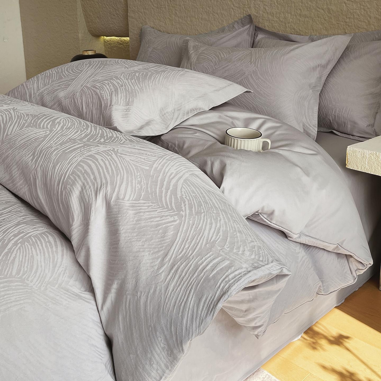 （总）帅露家纺 2026新款A类全棉纯棉亮面浮雕提花四件套