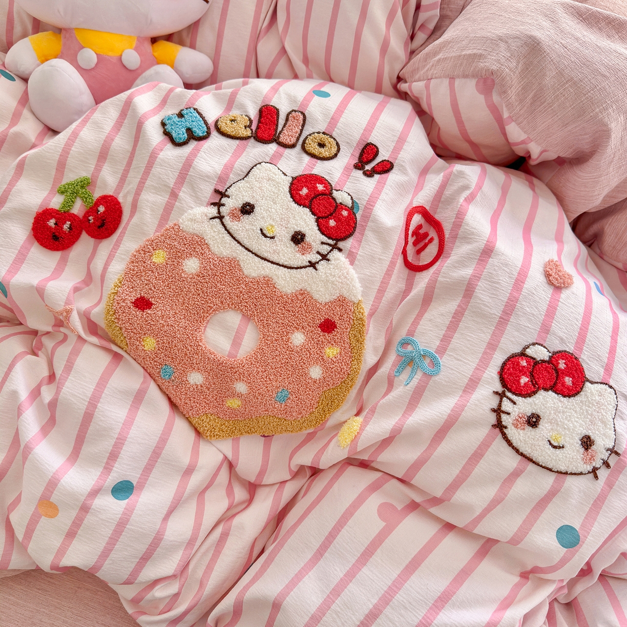 91家纺网 家纺一手货源 找家纺 王朝国际 2026爆款棉纱毛巾绣四件套 甜甜喵