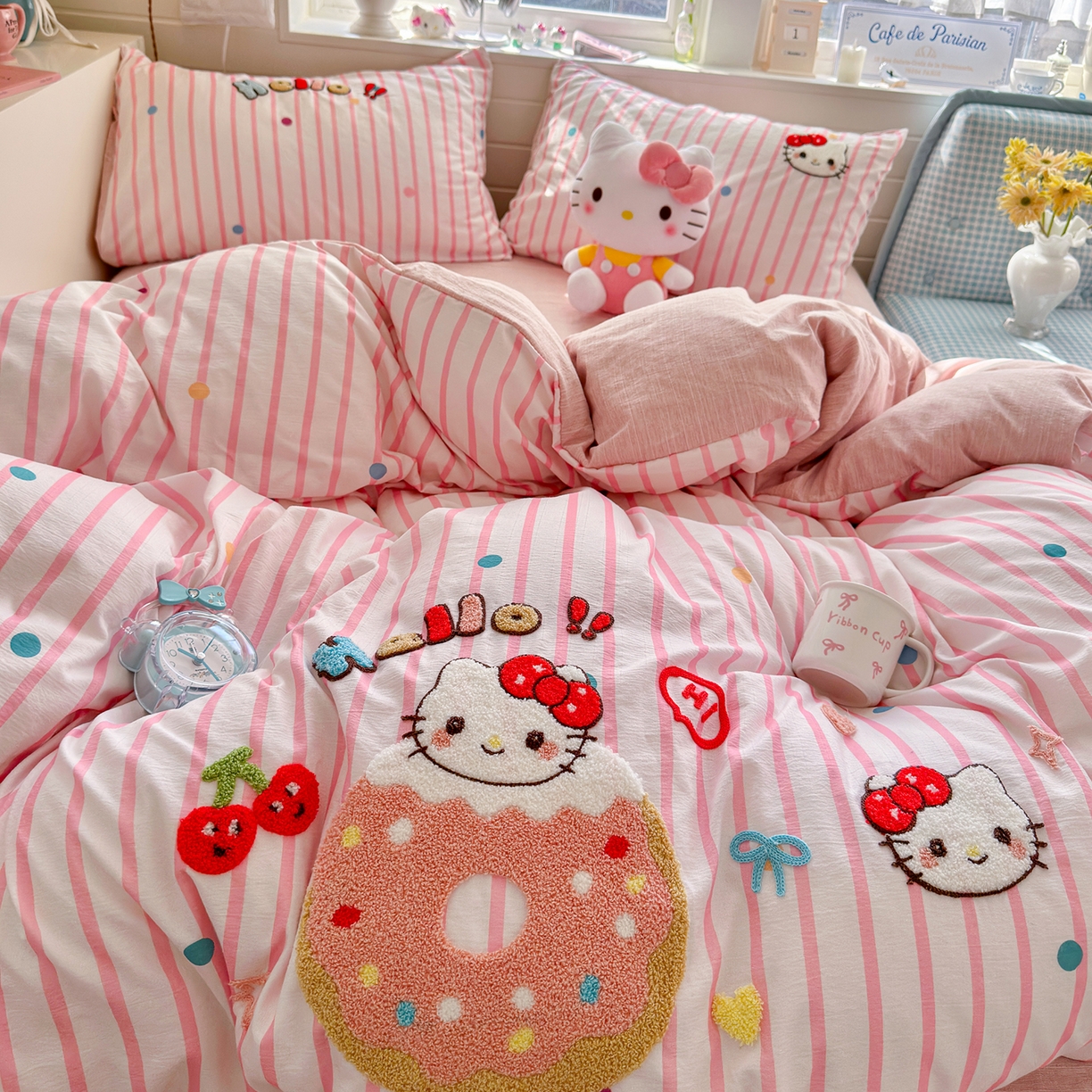 91家纺网 家纺一手货源 找家纺 王朝国际 2026爆款棉纱毛巾绣四件套 甜甜喵