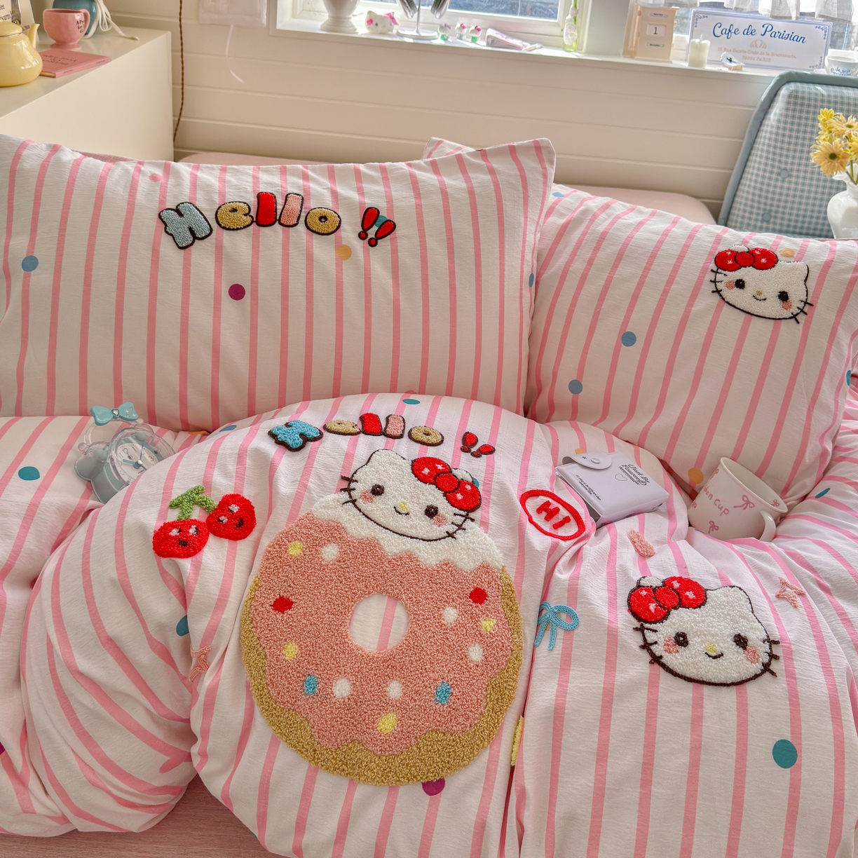 91家纺网 家纺一手货源 找家纺 王朝国际 2026爆款棉纱毛巾绣四件套 甜甜喵