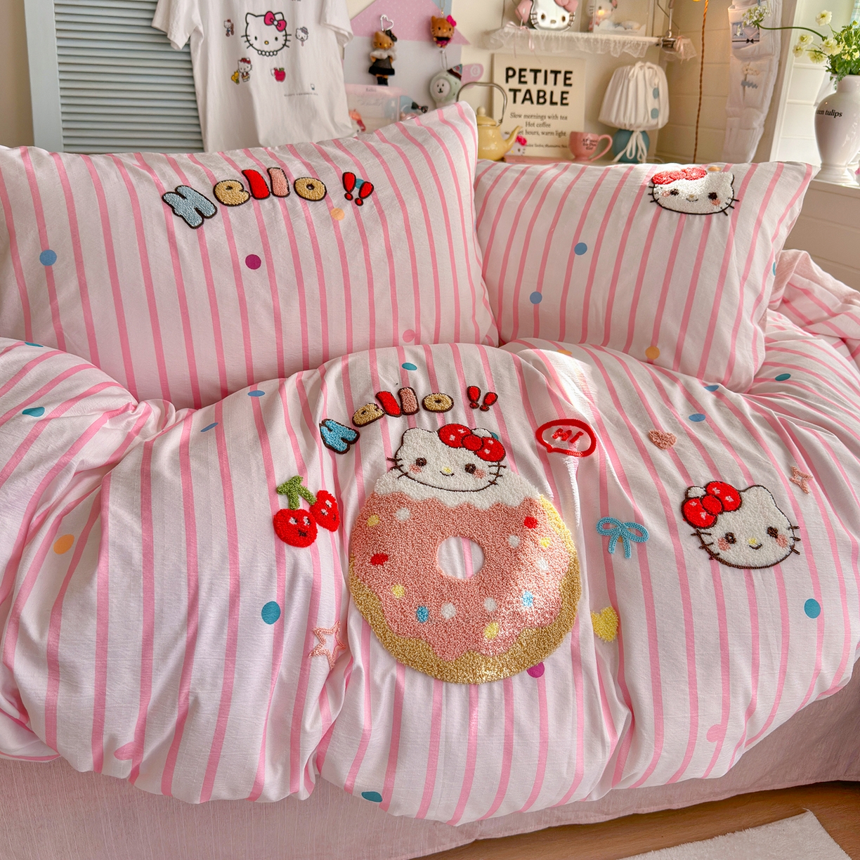 91家纺网 家纺一手货源 找家纺 王朝国际 2026爆款棉纱毛巾绣四件套 甜甜喵