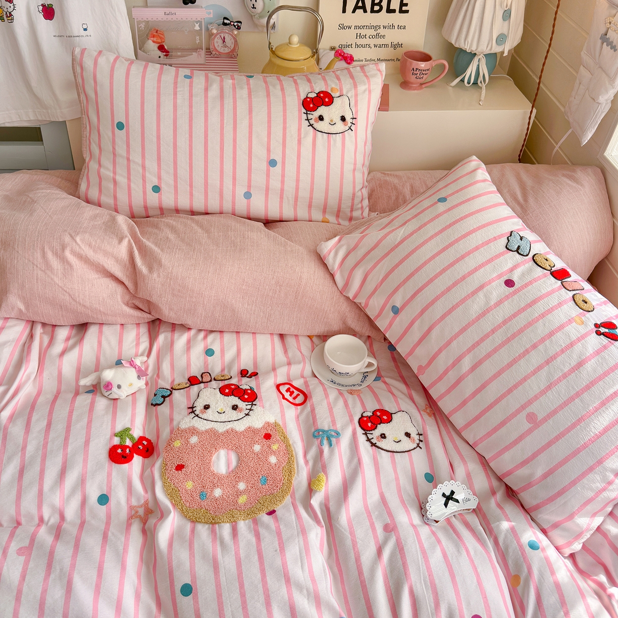 91家纺网 家纺一手货源 找家纺 王朝国际 2026爆款棉纱毛巾绣四件套 甜甜喵