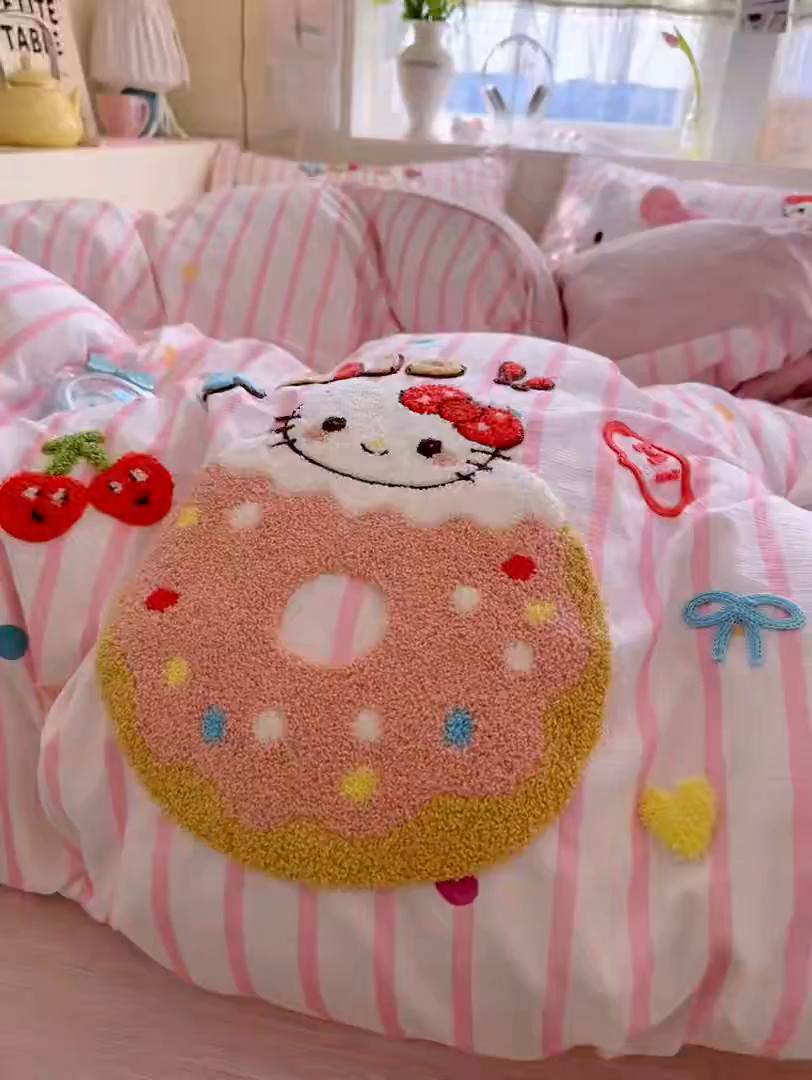 91家纺网 家纺一手货源 找家纺 王朝国际 2026爆款棉纱毛巾绣四件套 甜甜喵