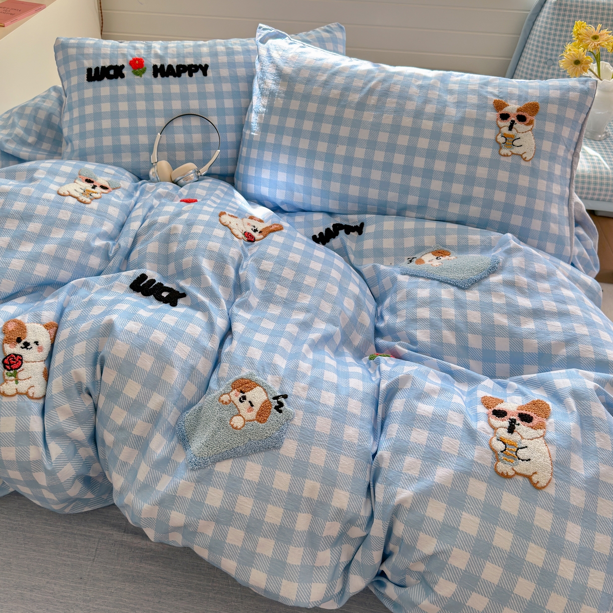 91家纺网 家纺一手货源 找家纺 王朝国际 2026爆款棉纱毛巾绣四件套 汪汪队