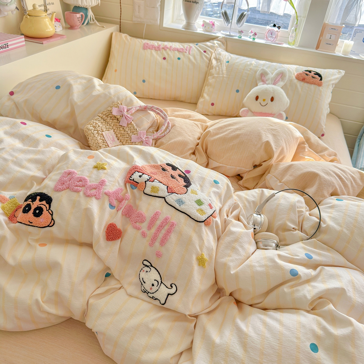 91家纺网 家纺一手货源 找家纺 王朝国际 2026爆款棉纱毛巾绣四件套 小新