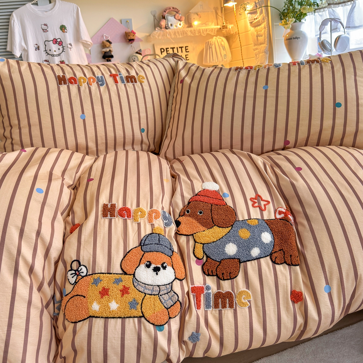 91家纺网 家纺一手货源 找家纺 王朝国际 2026爆款棉纱毛巾绣四件套 星际汪