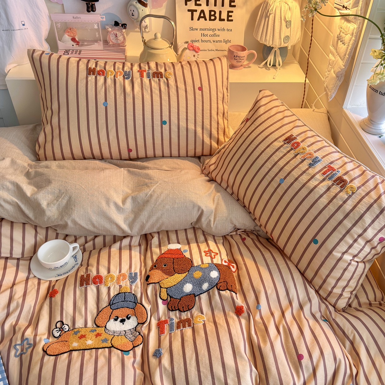 91家纺网 家纺一手货源 找家纺 王朝国际 2026爆款棉纱毛巾绣四件套 星际汪