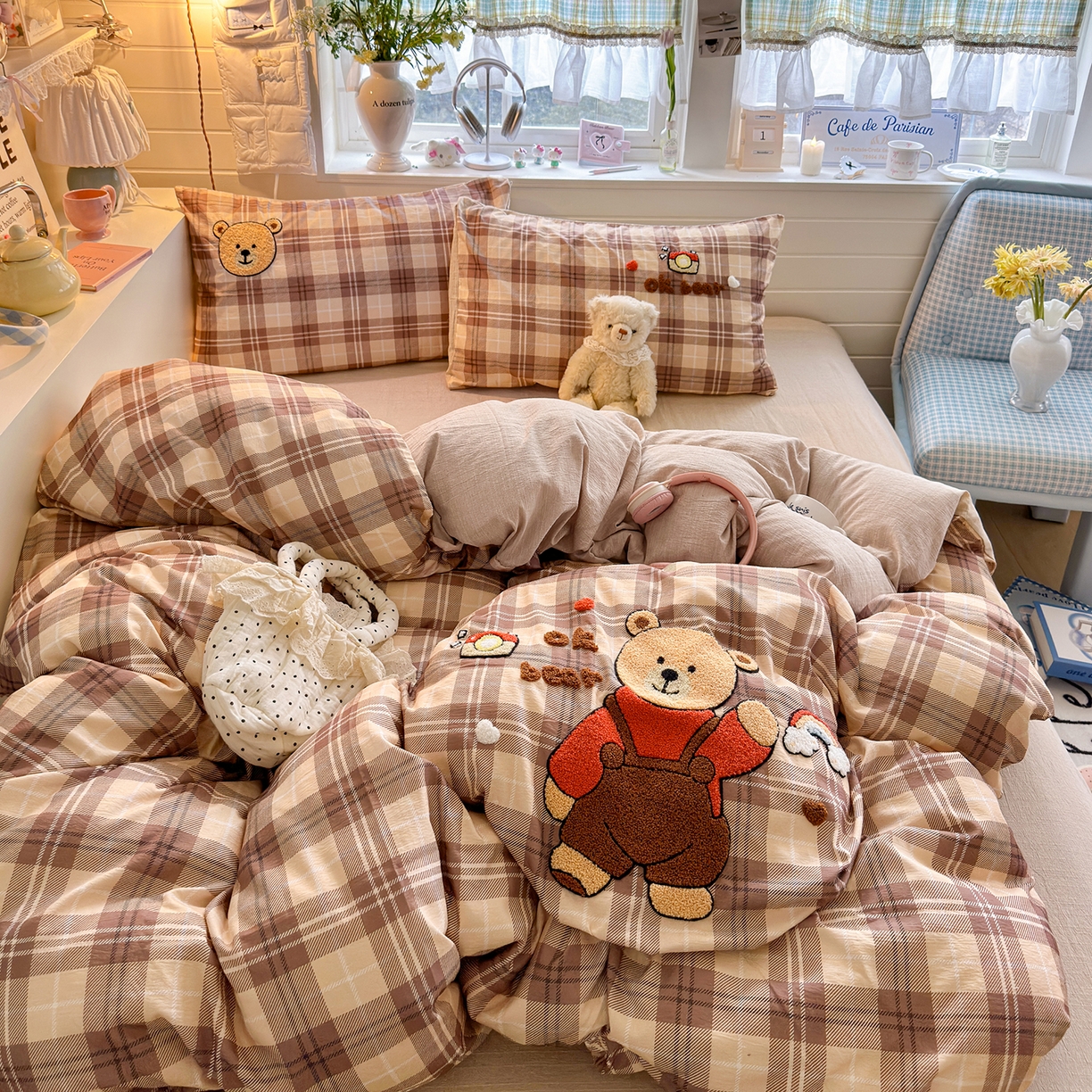 91家纺网 家纺一手货源 找家纺 王朝国际 2026爆款棉纱毛巾绣四件套 熊宝