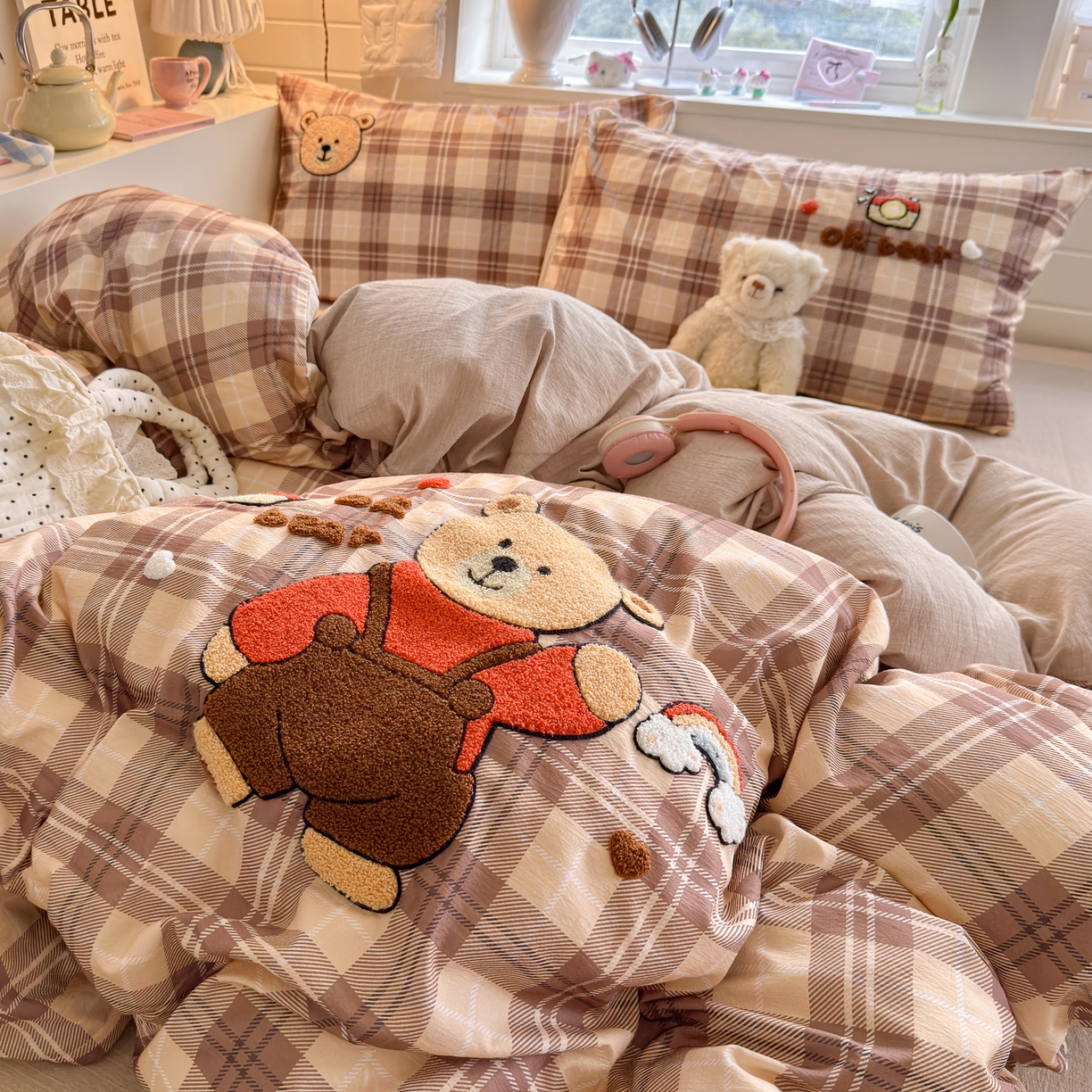 91家纺网 家纺一手货源 找家纺 王朝国际 2026爆款棉纱毛巾绣四件套 熊宝