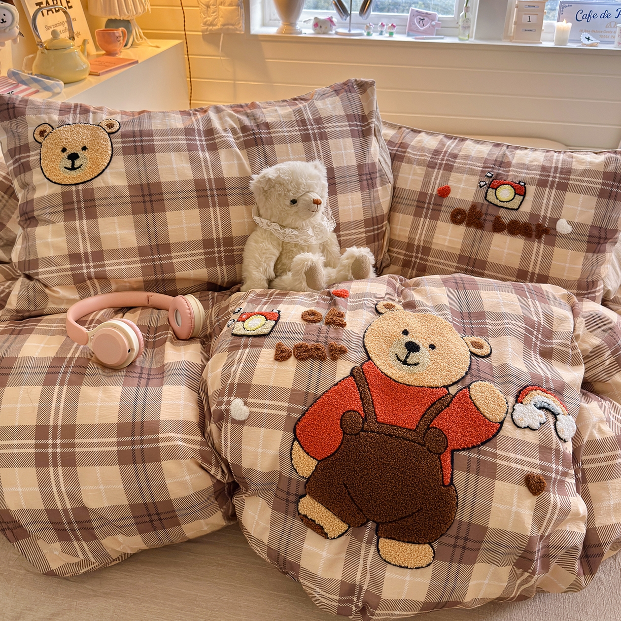 91家纺网 家纺一手货源 找家纺 王朝国际 2026爆款棉纱毛巾绣四件套 熊宝