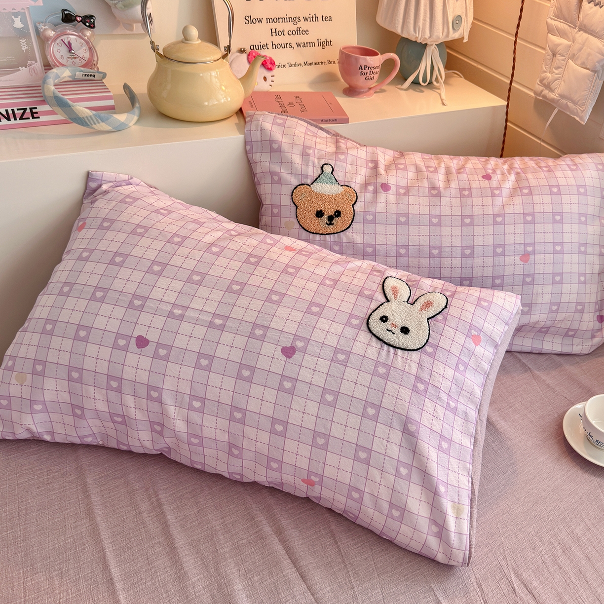 91家纺网 家纺一手货源 找家纺 王朝国际 2026爆款棉纱毛巾绣四件套 熊与兔