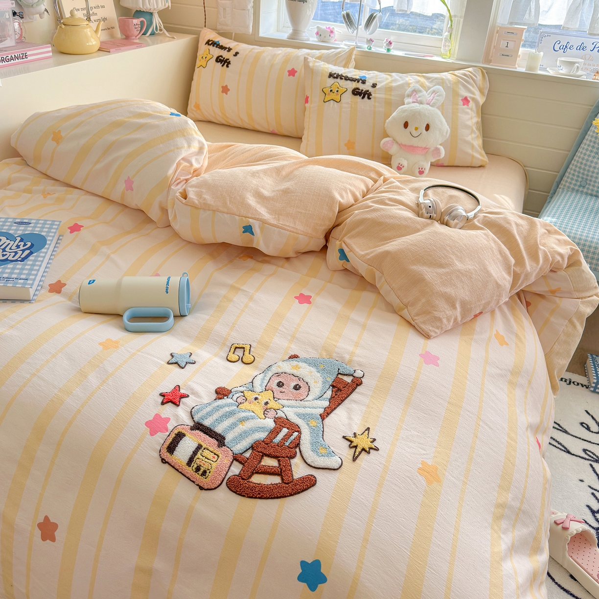 91家纺网 家纺一手货源 找家纺 王朝国际 2026爆款棉纱毛巾绣四件套 音乐仔