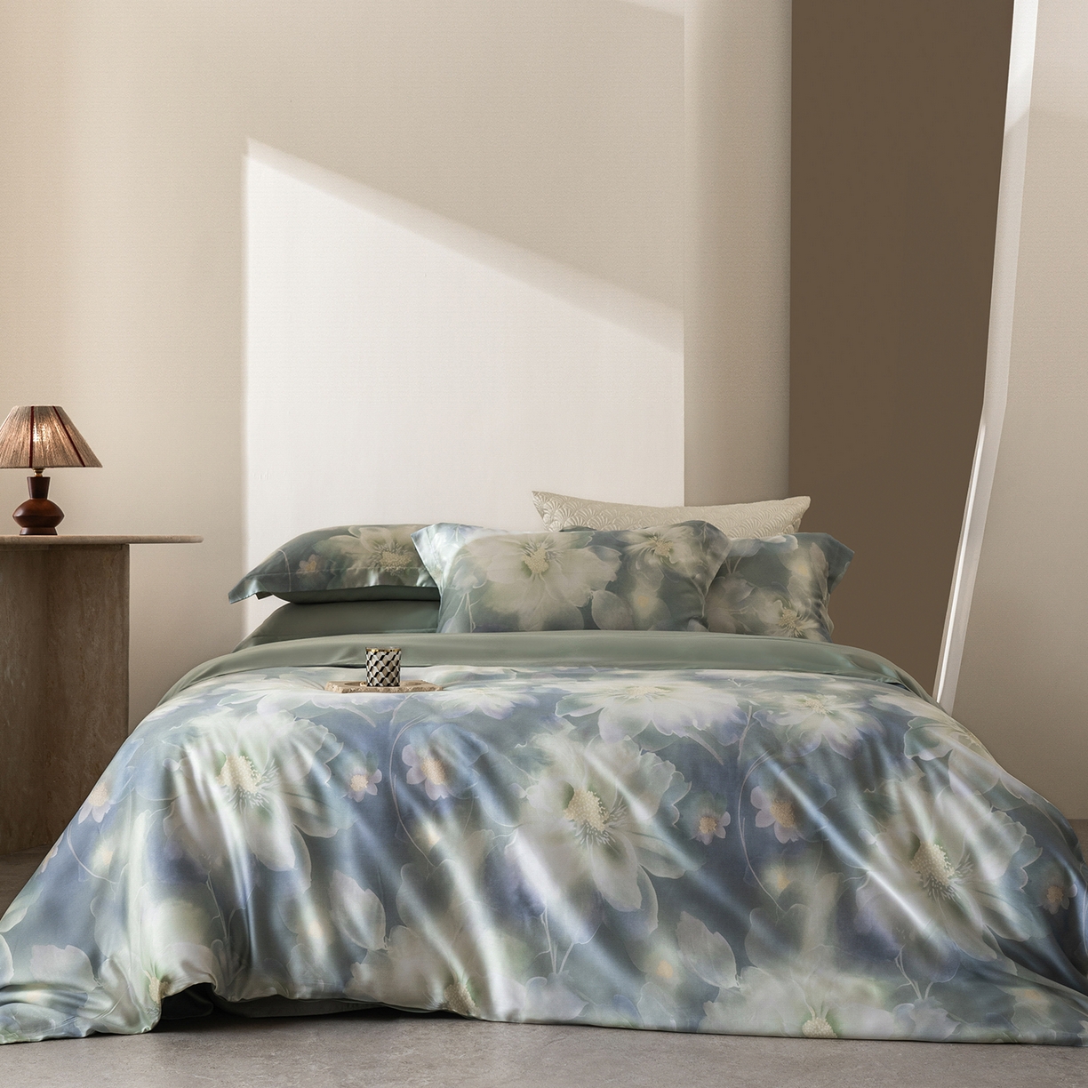 佳汐蓝家纺 2026新款春夏天丝数码印花（挂边款）四件套 夏伊人