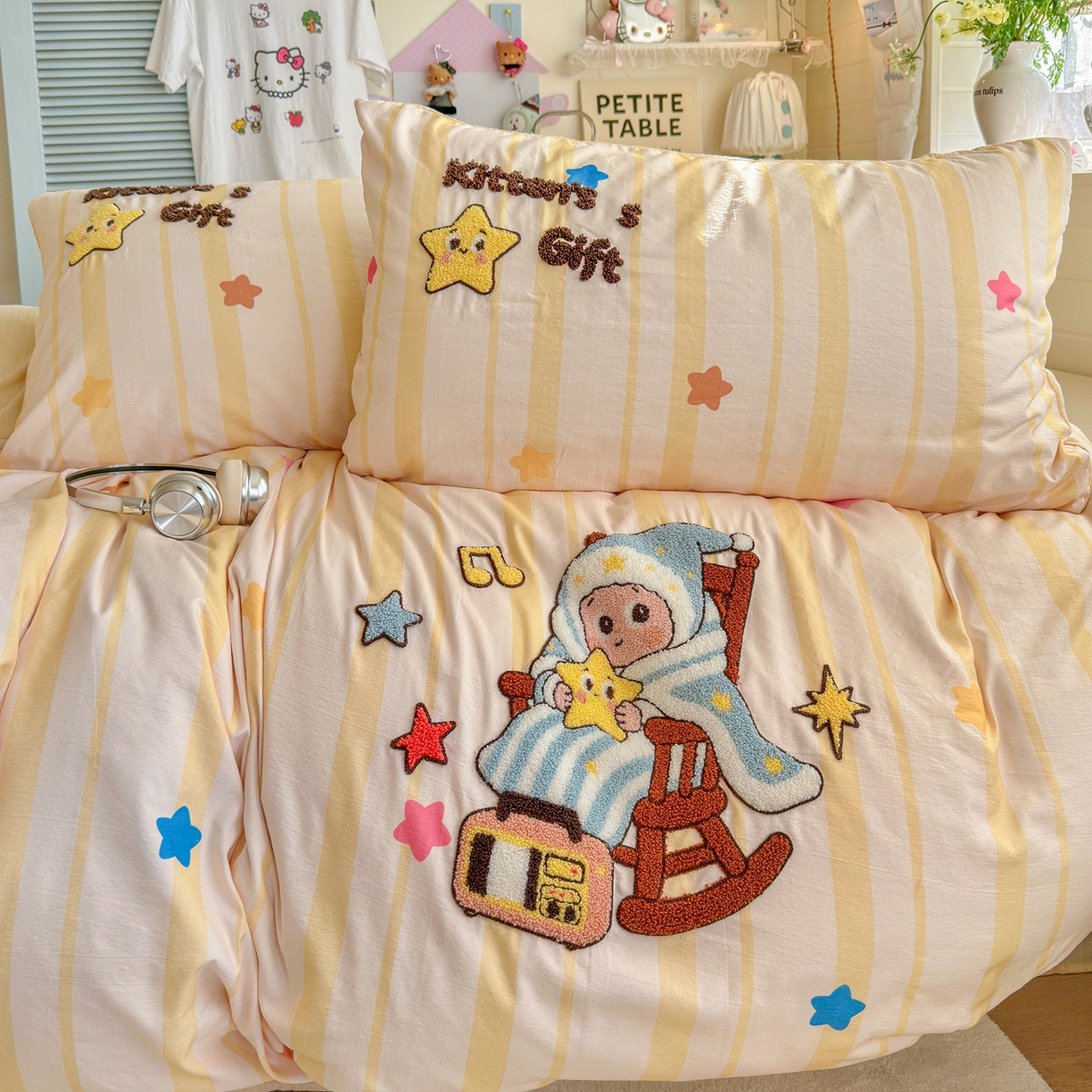 91家纺网 家纺一手货源 找家纺 王朝国际 2026爆款棉纱毛巾绣四件套 音乐仔