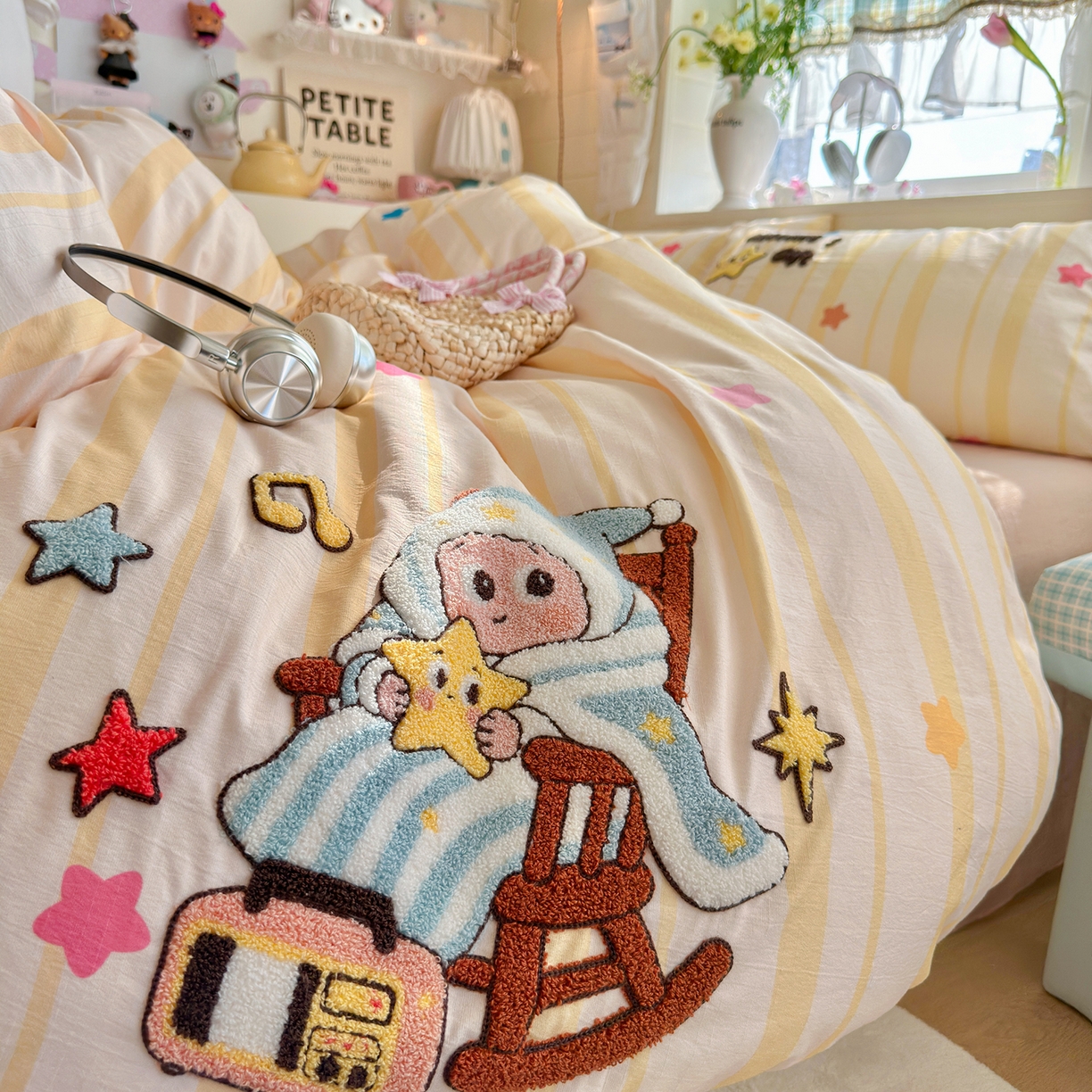 91家纺网 家纺一手货源 找家纺 王朝国际 2026爆款棉纱毛巾绣四件套 音乐仔