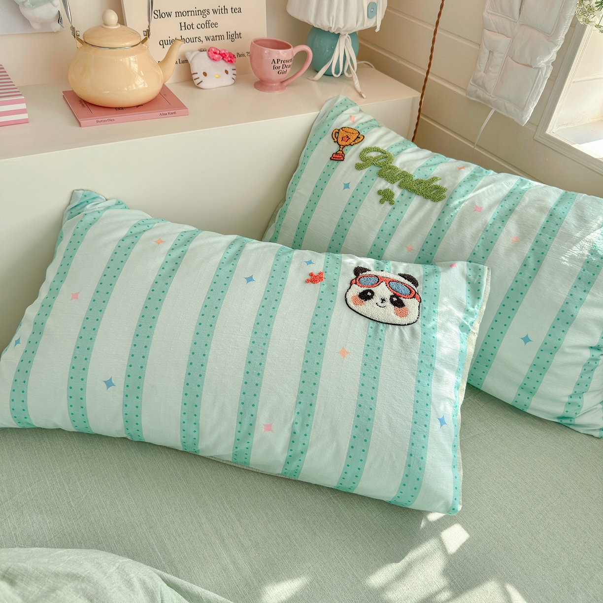 91家纺网 家纺一手货源 找家纺 王朝国际 2026爆款棉纱毛巾绣四件套 足球猫