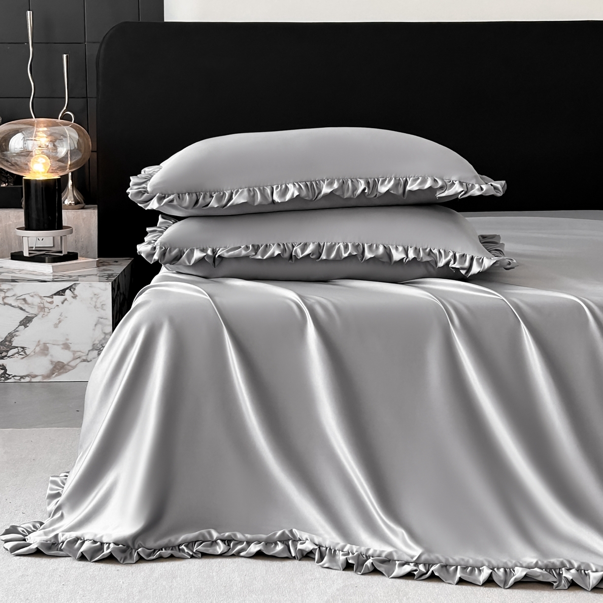 91家纺网 家纺一手货源 找家纺 （总）乐卧家居 2026新款哑光仿真丝高级感卧室时尚四件套-比弗利系列