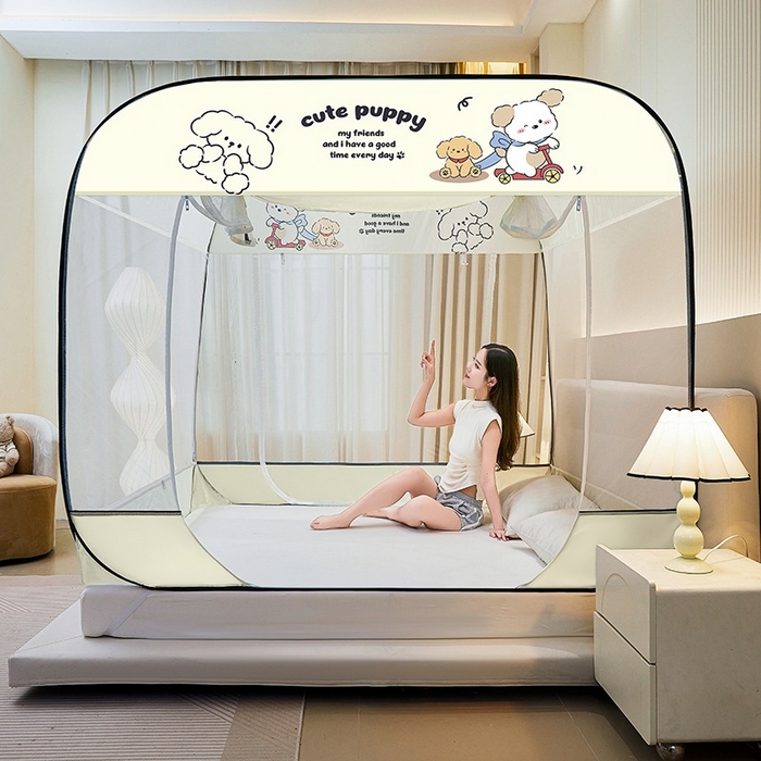 91家纺网 家纺一手货源 找家纺 （总）海虹 2026新款海虹防尘大顶免安装无荧光双丝帐纱防摔蚊帐