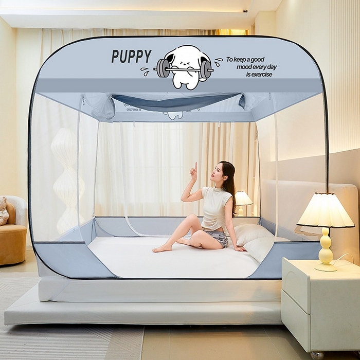 91家纺网 家纺一手货源 找家纺 （总）海虹 2026新款海虹防尘大顶免安装无荧光双丝帐纱防摔蚊帐