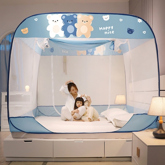 91家纺网 家纺一手货源 找家纺 （总）海虹 2026新款海虹防尘大顶免安装无荧光双丝帐纱防摔蚊帐