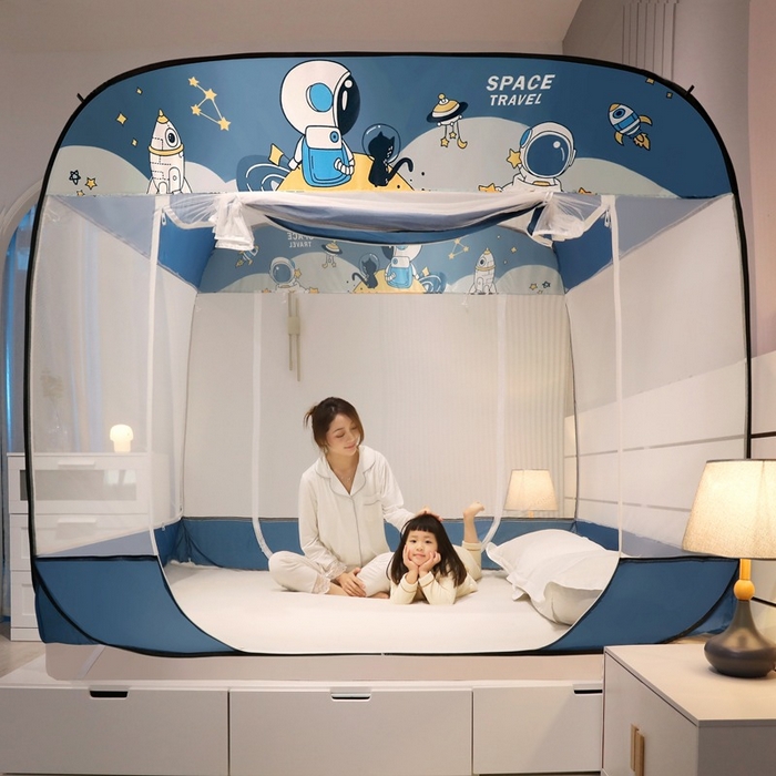 91家纺网 家纺一手货源 找家纺 （总）海虹 2026新款海虹防尘大顶免安装无荧光双丝帐纱防摔蚊帐