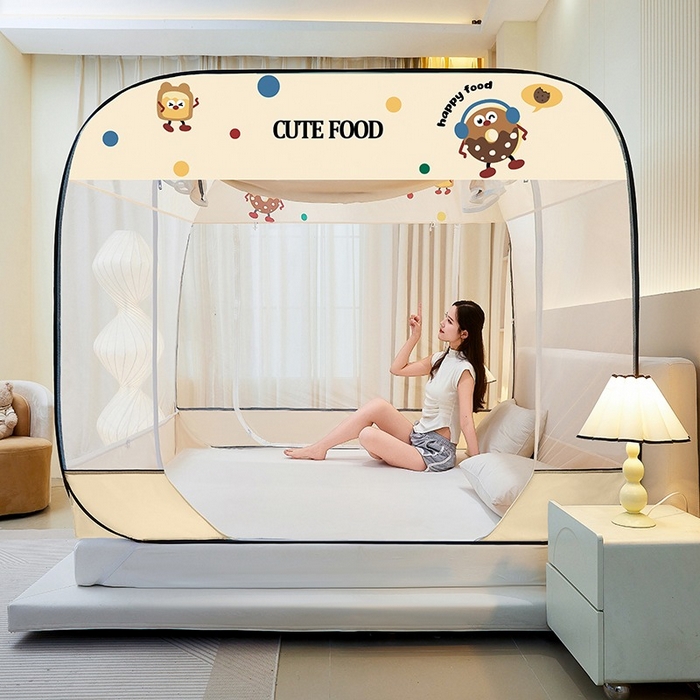 91家纺网 家纺一手货源 找家纺 （总）海虹 2026新款海虹防尘大顶免安装无荧光双丝帐纱防摔蚊帐