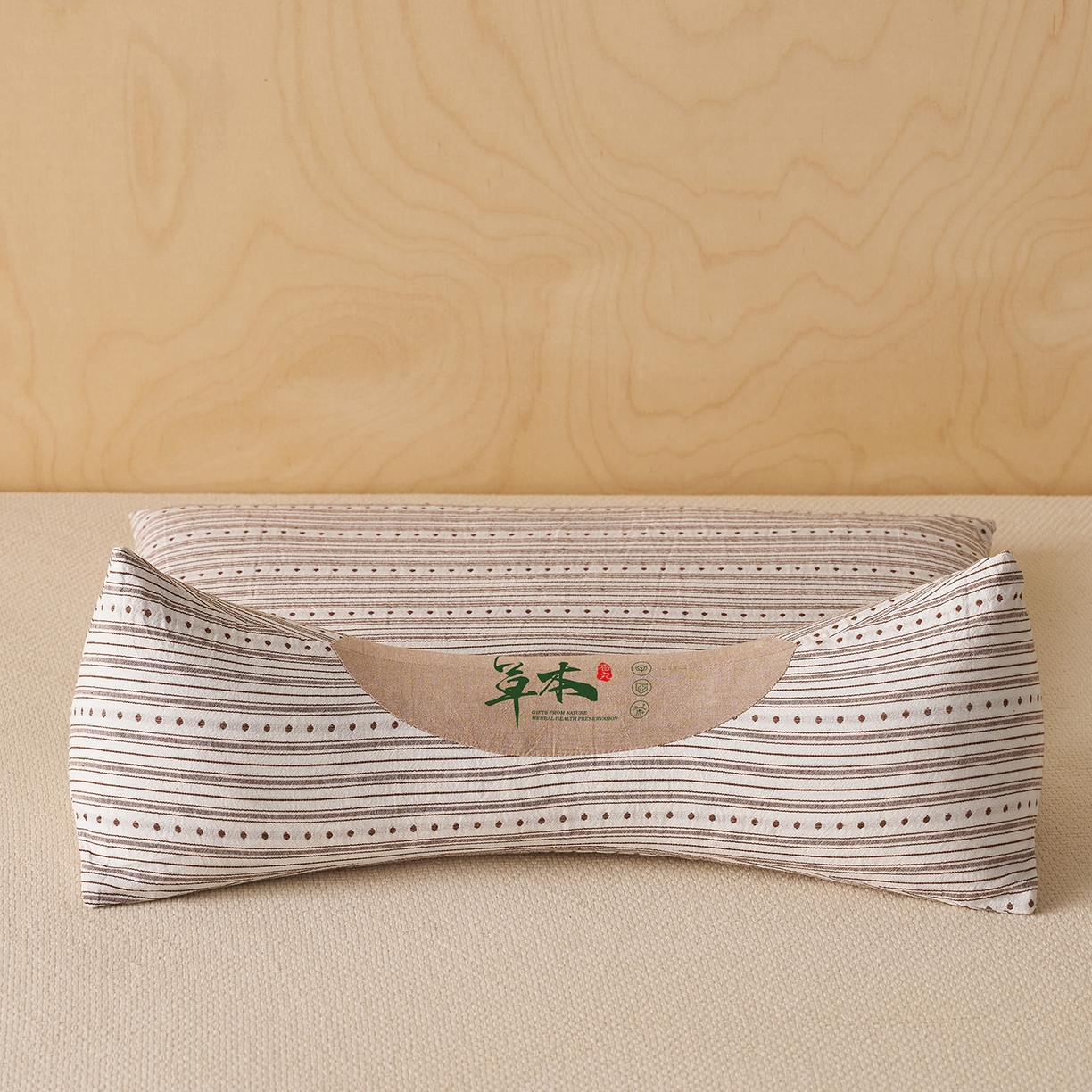 91家纺网 家纺一手货源 找家纺 乐可 2026新款彩条牵引组合枕荞麦枕香丸枕枕头枕芯 彩条牵引组合枕-荞麦款-棕