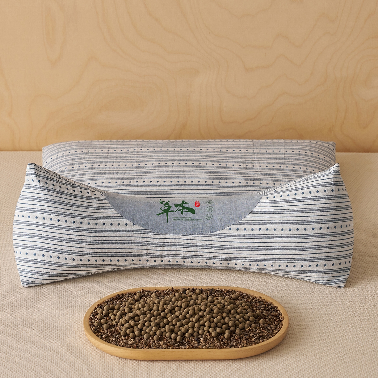 91家纺网 家纺一手货源 找家纺 乐可 2026新款彩条牵引组合枕荞麦枕香丸枕枕头枕芯 彩条牵引组合枕-荞麦款-蓝