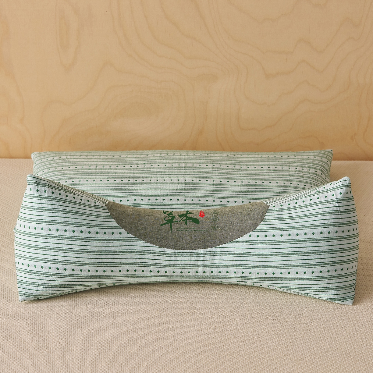 91家纺网 家纺一手货源 找家纺 乐可 2026新款彩条牵引组合枕荞麦枕香丸枕枕头枕芯 彩条牵引组合枕-香丸款-绿