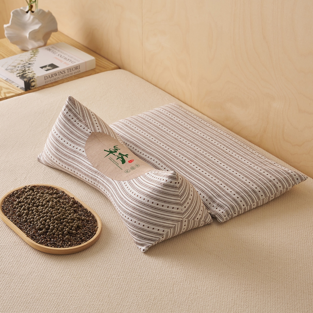 91家纺网 家纺一手货源 找家纺 乐可 2026新款彩条牵引组合枕荞麦枕香丸枕枕头枕芯 彩条牵引组合枕-香丸款-棕