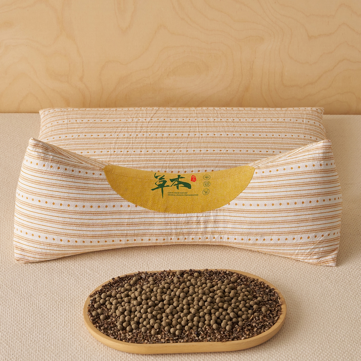 91家纺网 家纺一手货源 找家纺 乐可 2026新款彩条牵引组合枕荞麦枕香丸枕枕头枕芯 彩条牵引组合枕-香丸款-黄