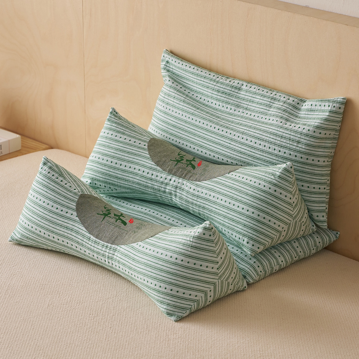 91家纺网 家纺一手货源 找家纺 乐可 2026新款彩条牵引组合枕荞麦枕香丸枕枕头枕芯 彩条牵引组合枕-荞麦款-绿