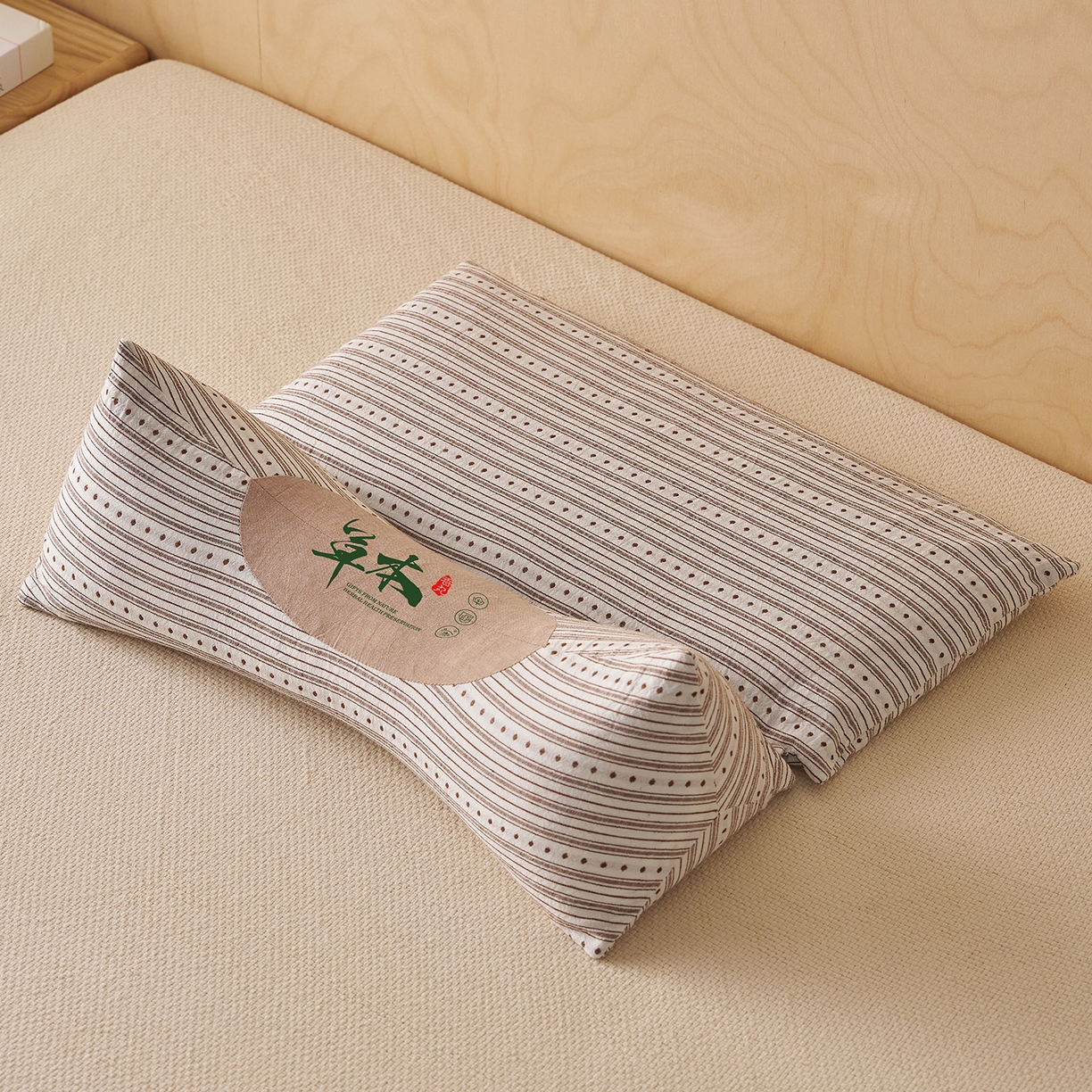 91家纺网 家纺一手货源 找家纺 乐可 2026新款彩条牵引组合枕荞麦枕香丸枕枕头枕芯 彩条牵引组合枕-荞麦款-棕