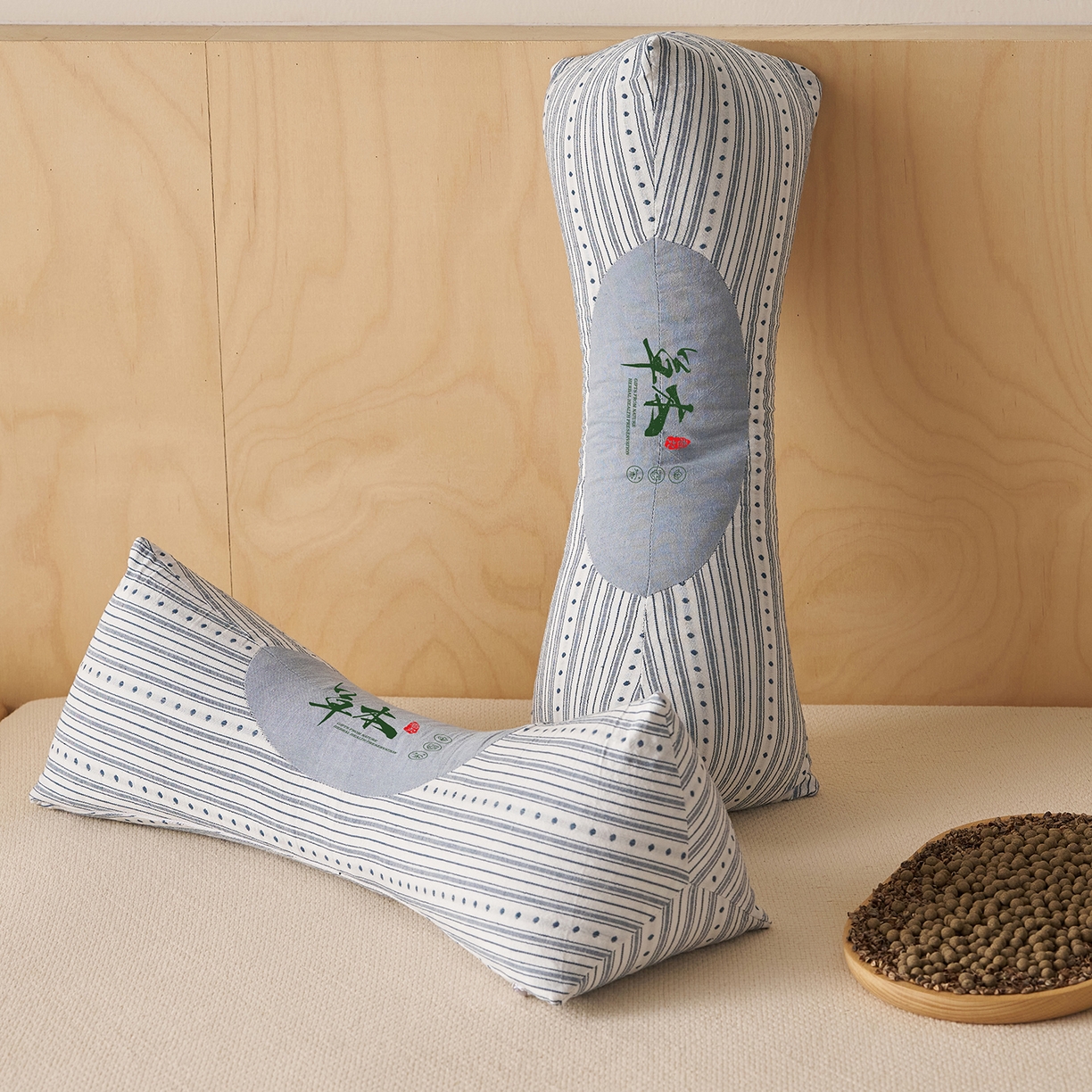 91家纺网 家纺一手货源 找家纺 乐可 2026新款彩条三角枕荞麦枕香丸枕枕头枕芯 彩条三角枕-香丸款-蓝