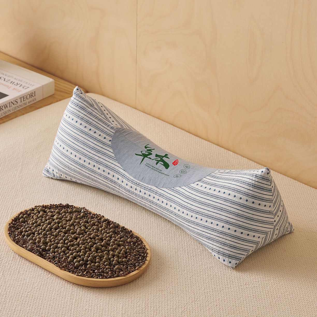 91家纺网 家纺一手货源 找家纺 乐可 2026新款彩条三角枕荞麦枕香丸枕枕头枕芯 彩条三角枕-香丸款-蓝