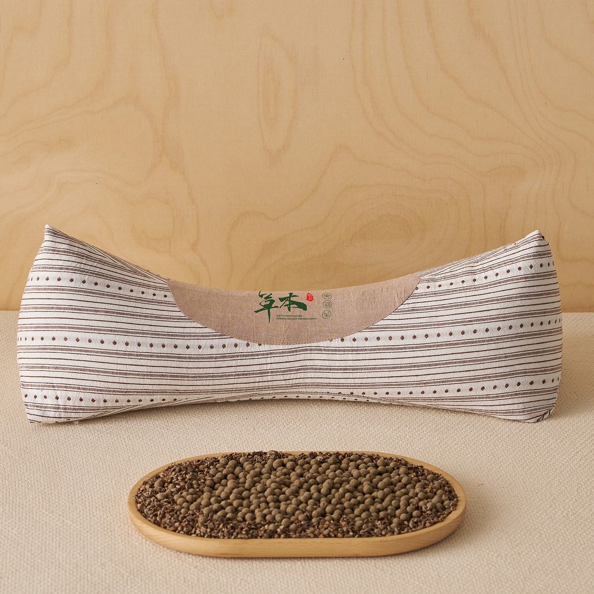 91家纺网 家纺一手货源 找家纺 乐可 2026新款彩条三角枕荞麦枕香丸枕枕头枕芯 彩条三角枕-香丸款-棕