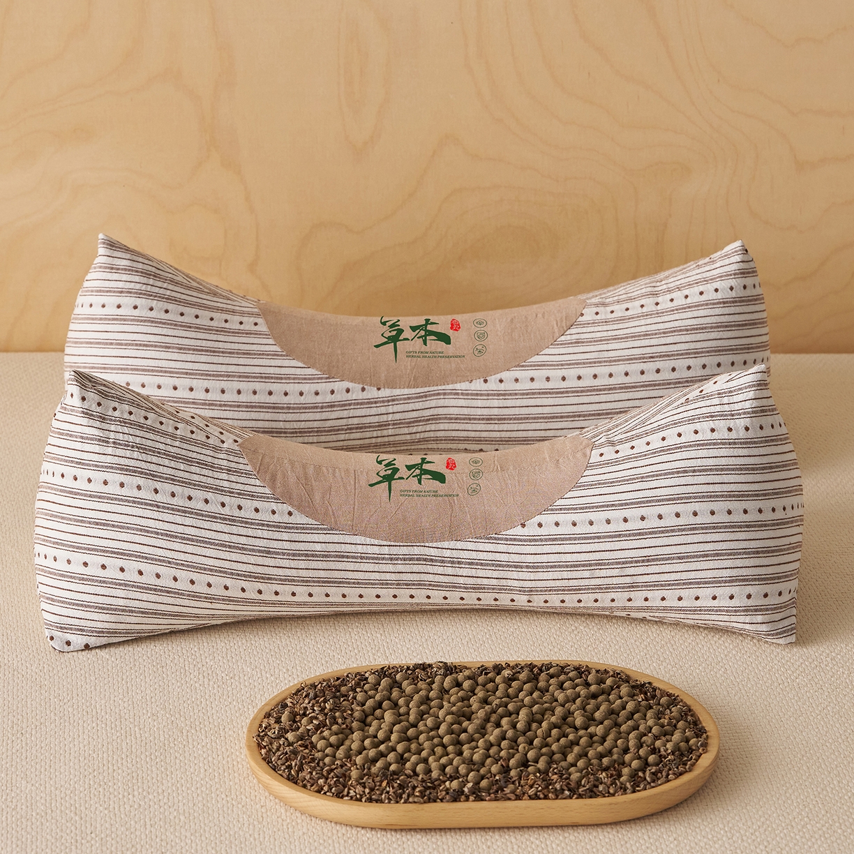 91家纺网 家纺一手货源 找家纺 乐可 2026新款彩条三角枕荞麦枕香丸枕枕头枕芯 彩条三角枕-荞麦款-棕