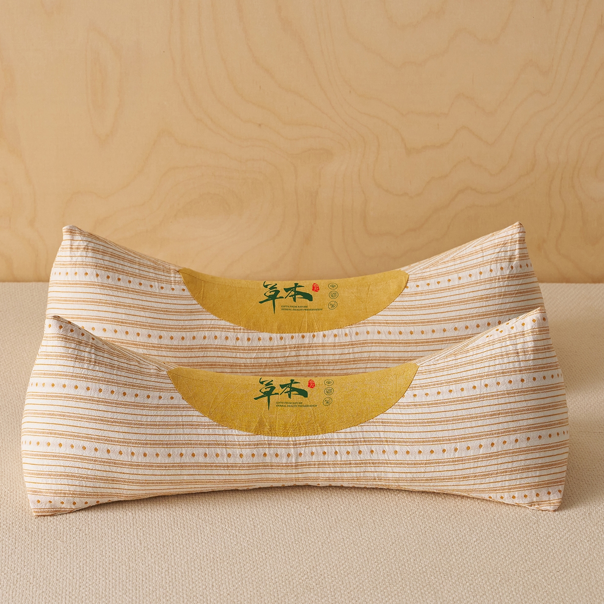 91家纺网 家纺一手货源 找家纺 乐可 2026新款彩条三角枕荞麦枕香丸枕枕头枕芯 彩条三角枕-香丸款-黄