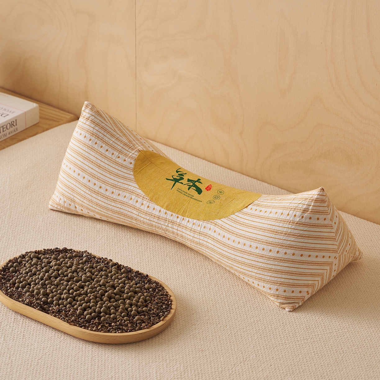 91家纺网 家纺一手货源 找家纺 乐可 2026新款彩条三角枕荞麦枕香丸枕枕头枕芯 彩条三角枕-香丸款-黄