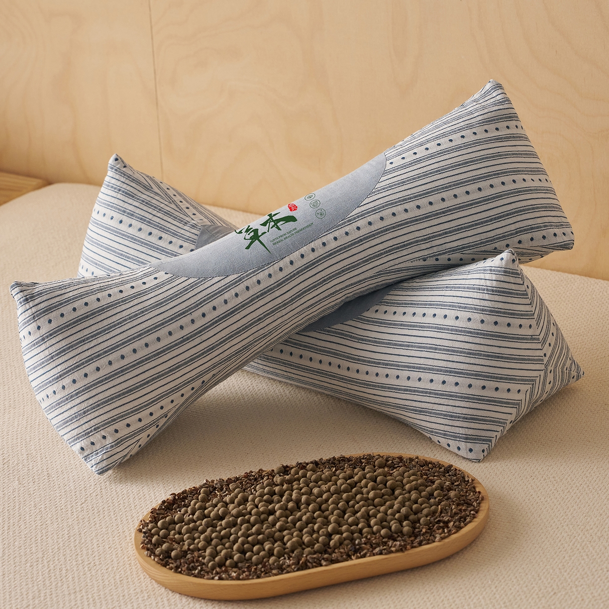 91家纺网 家纺一手货源 找家纺 乐可 2026新款彩条三角枕荞麦枕香丸枕枕头枕芯 彩条三角枕-荞麦款-蓝