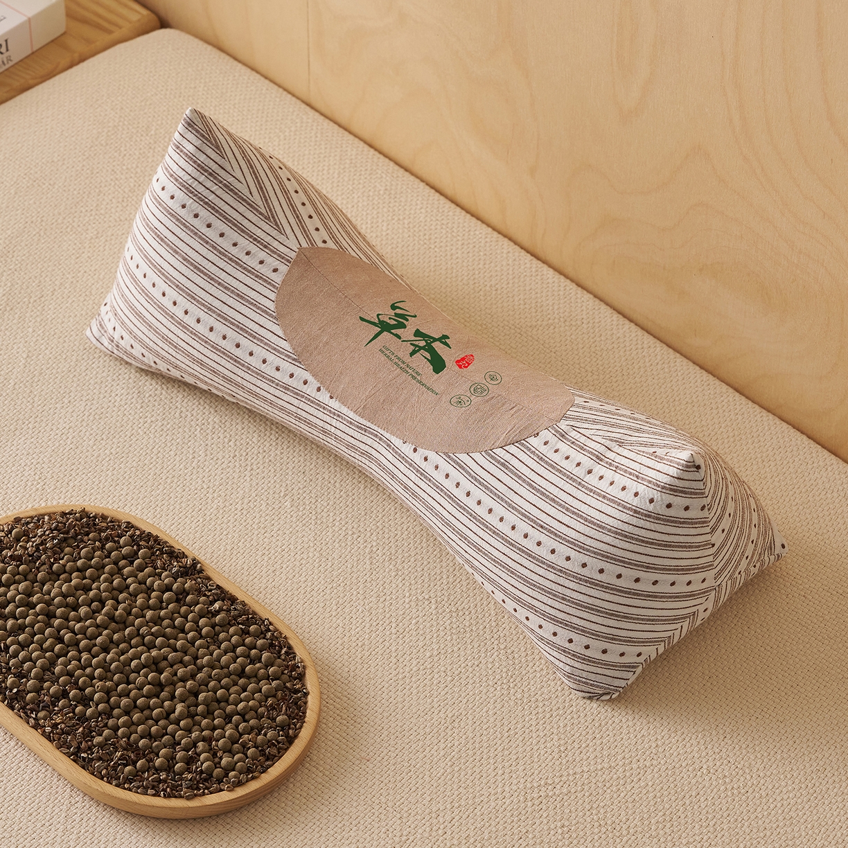 91家纺网 家纺一手货源 找家纺 乐可 2026新款彩条三角枕荞麦枕香丸枕枕头枕芯 彩条三角枕-荞麦款-棕