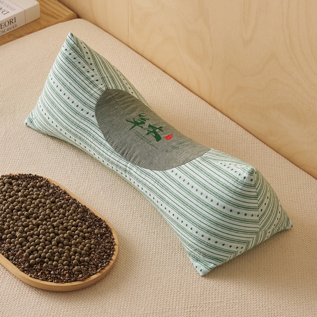 91家纺网 家纺一手货源 找家纺 乐可 2026新款彩条三角枕荞麦枕香丸枕枕头枕芯 彩条三角枕-香丸款-绿